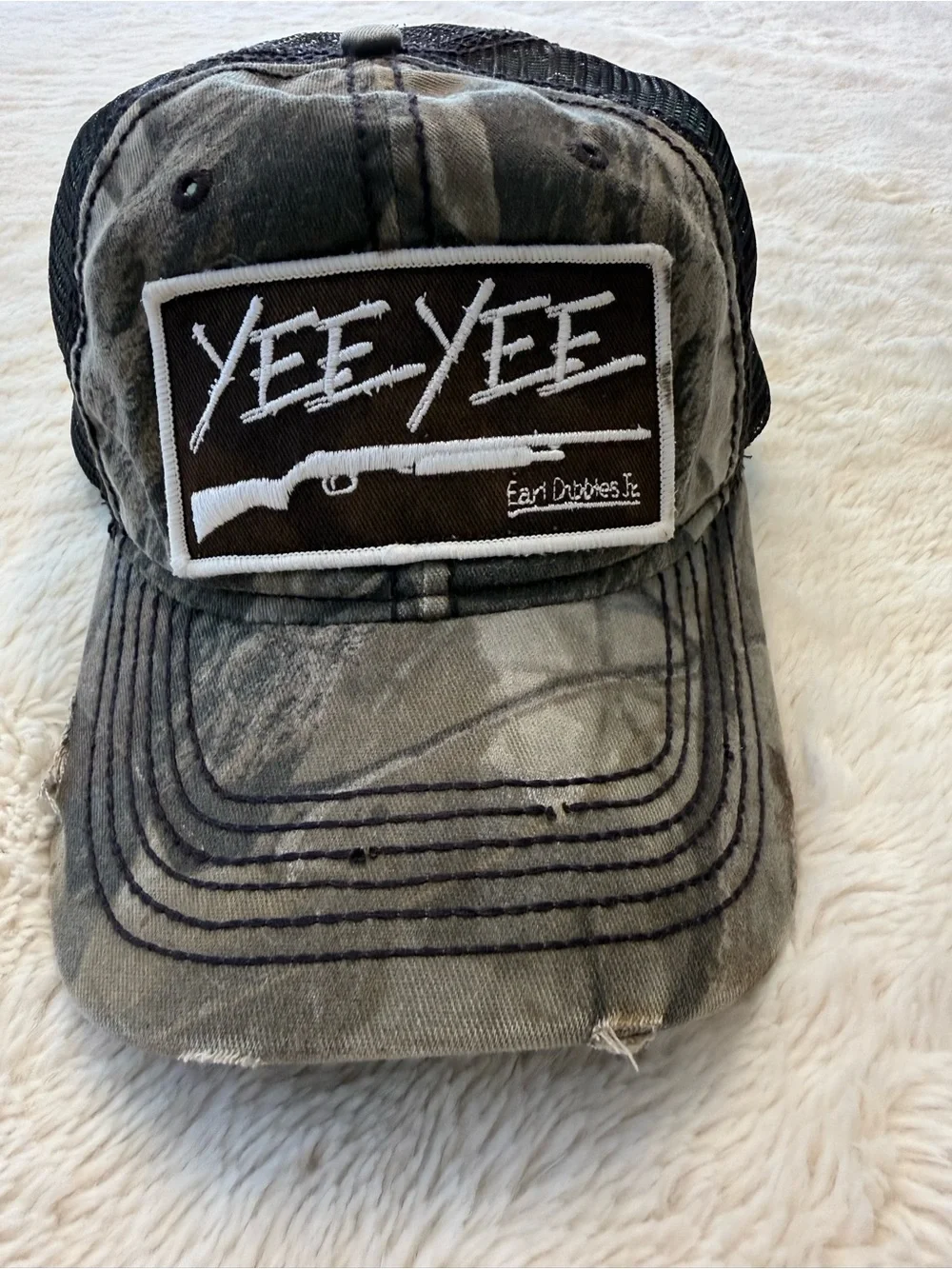 Earl Dibble Jr Yee Yee Distressed Camouflage Trucker Hat - Black/Gray